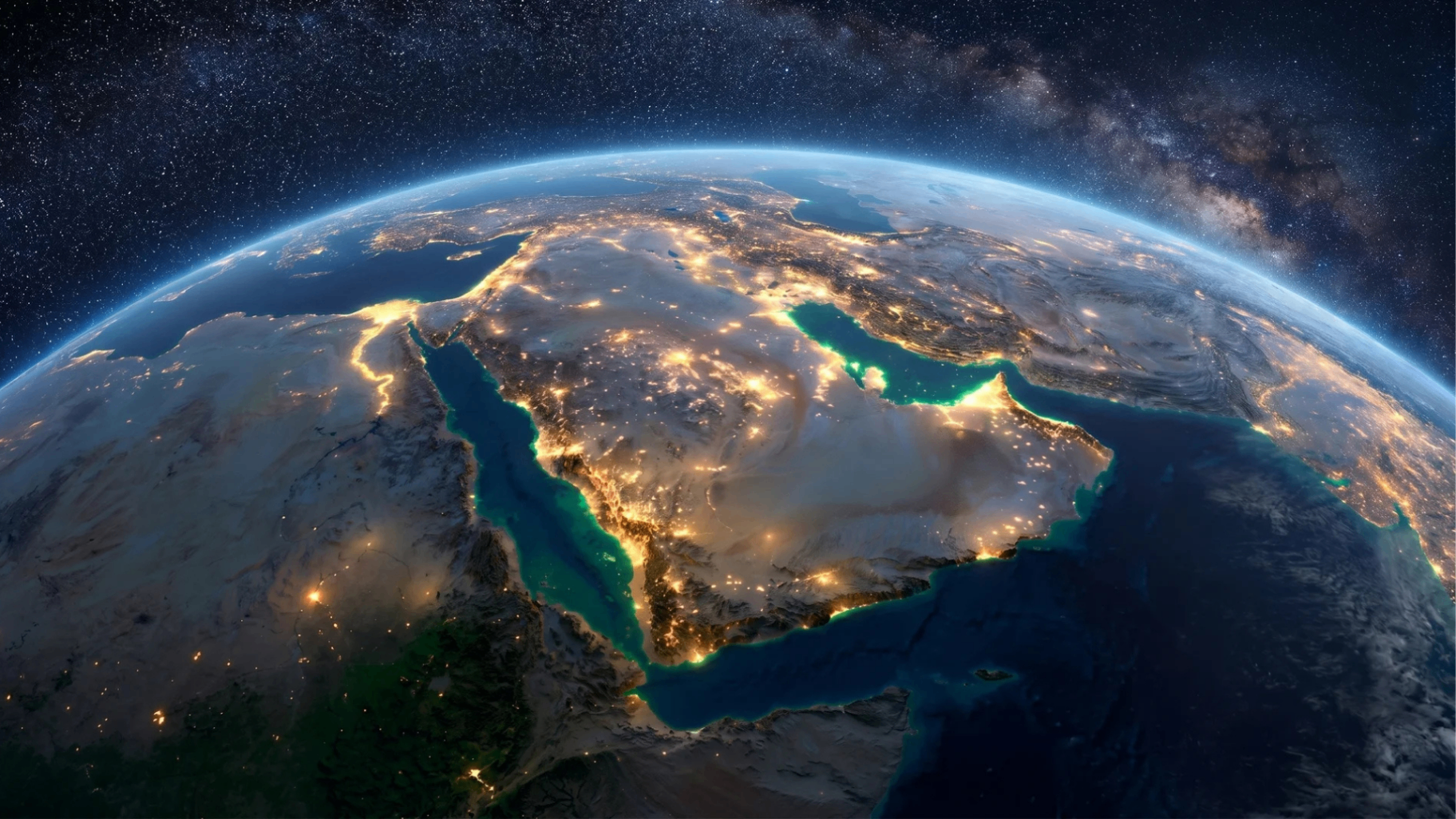 Earth from space centered on the Arabian peninsula